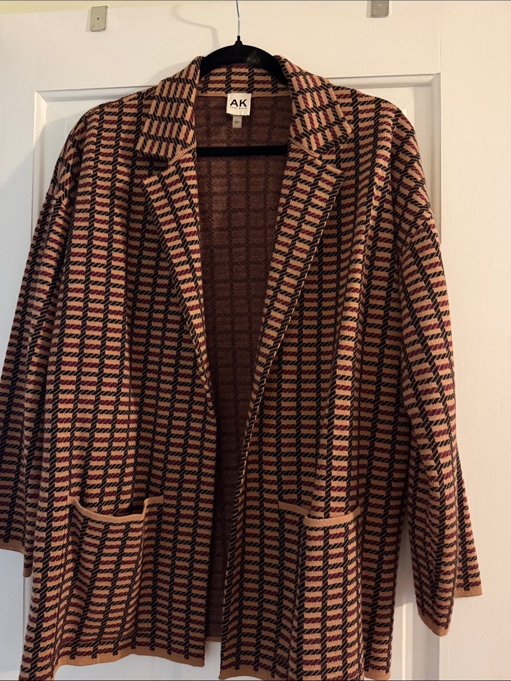 Anne Klein Patterned Open-Front Knit sweater blazer